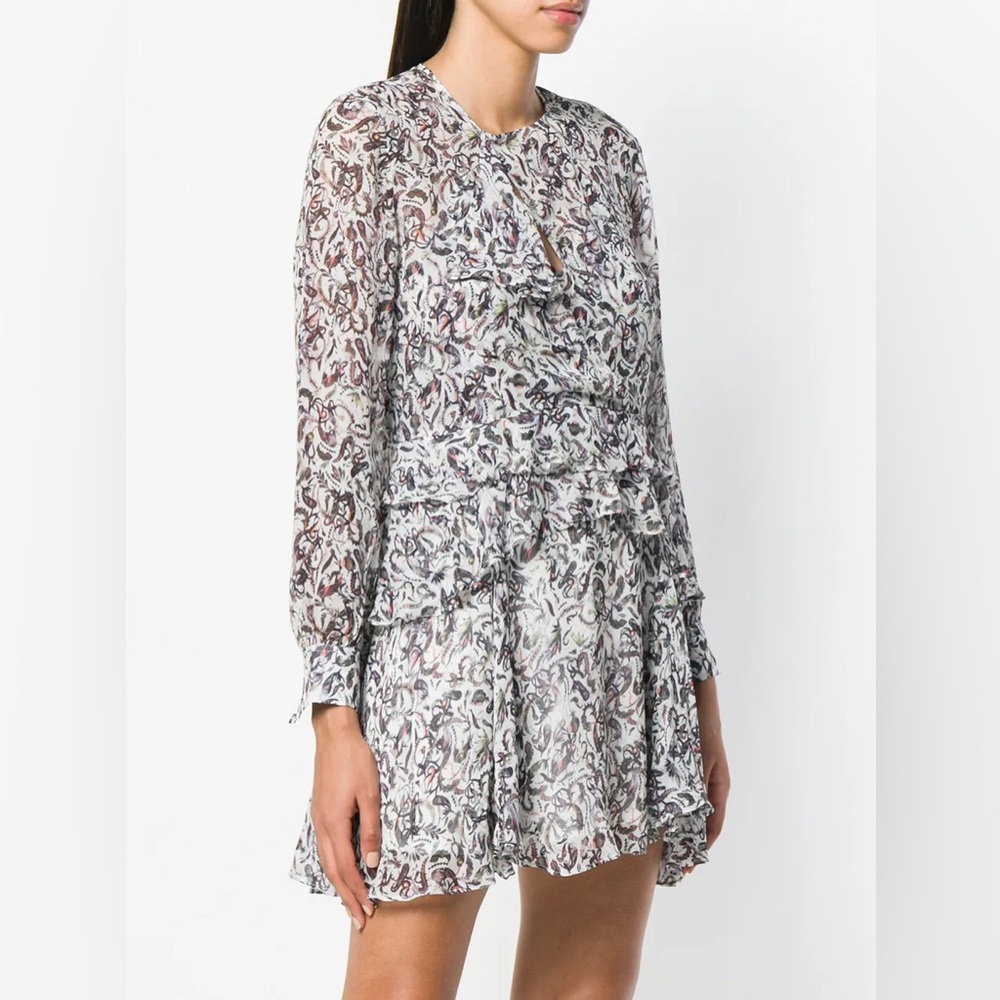 IRO Honess Printed Long-Sleeve Ruffle - 38